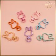 【14色】キーホルダー金具 うさぎ 兔 ウサギ 回転カン ナスカン カラフル  DIYパーツ 手芸 基礎金具