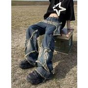 【予約226903】大きいサイズ春秋新作 韓国 カレッジ風 新しいデザイン カジュアル デニム パンツ S ~4L