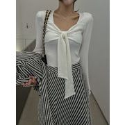 今季マストバイ   気質   おしゃれ  プリーツ  蝶結び  シャツ  トップス