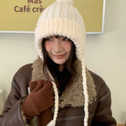 ニット帽 　ポンポン付き　フリンジ　韓国ファッション