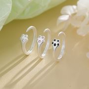 3色 ラインストーン 猫の足指輪 フリーサイズのリング   猫の足でハグ  猫指輪  ねこ ネコ 猫雑貨