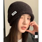 【日本倉庫即納】 ニット帽子 ロゴ ニットビーニー 小顔