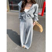 今季マストバイ  気質   おしゃれ   フーディー   ジャケット+ワイドレッグ  スウェットパンツ