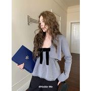 今季マストバイ  気質   おしゃれ   ニット  カーディガン+リボン  タンクトップ