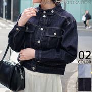 スタンドカラーデニムジャケット/ Gジャン シャツ レディース デニム 羽織り アウター【2026新作商品♪】