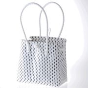 めちゃ軽＆丈夫！★　人気のバリ島 パサールバッグ / ホワイト×ブラックmix