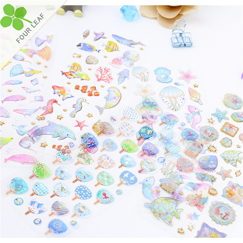 海洋動物 3Dシール 手帳用・創意ステッカー DIY 立体キャラクターシール 粘着シール 贈り物 子供