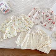 2026新作   子供服  長袖  男女兼用  パジャマ   可愛い ツーピース 韓国風  73-100cm