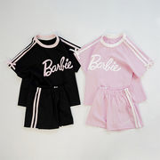 2026春※Suwo☆半袖セットアップ スポーツウェア アルファベットリボンTシャツセット 女の子