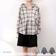 □SALE□先染めシアーチェック　シャツ(33221)