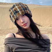 2025春夏新作★レディース チェック柄 ニット帽★帽子★ハット★大人用★通気性良い★男女兼用