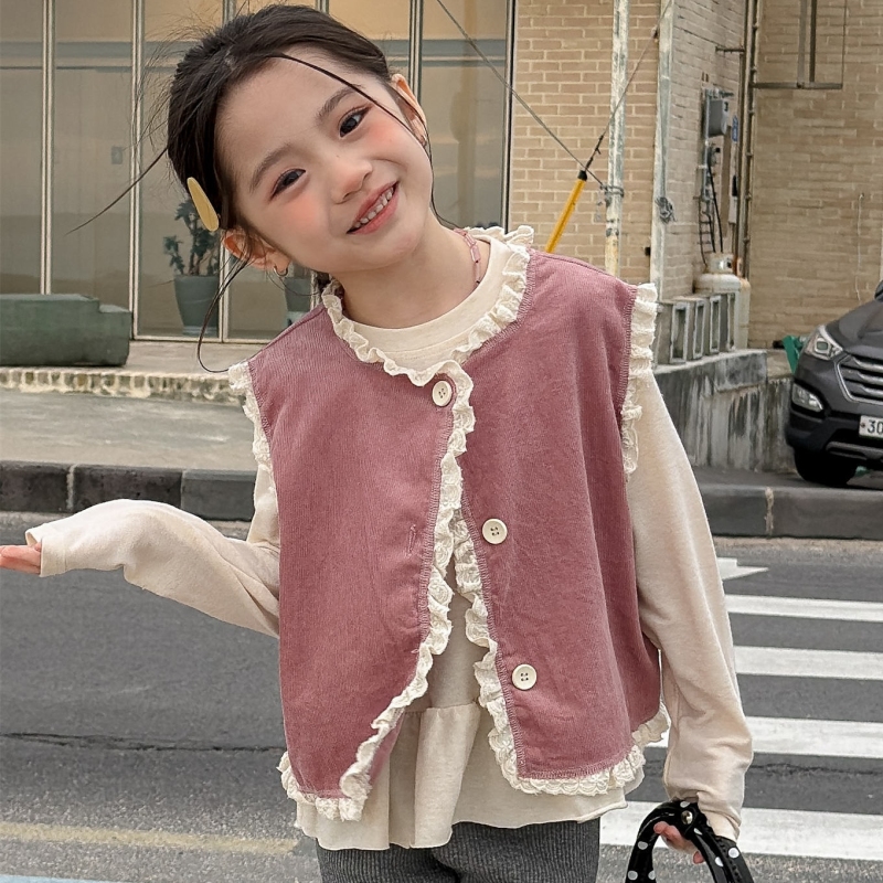 子供服　80~130cm　キッズフリルベスト　韓国子供服