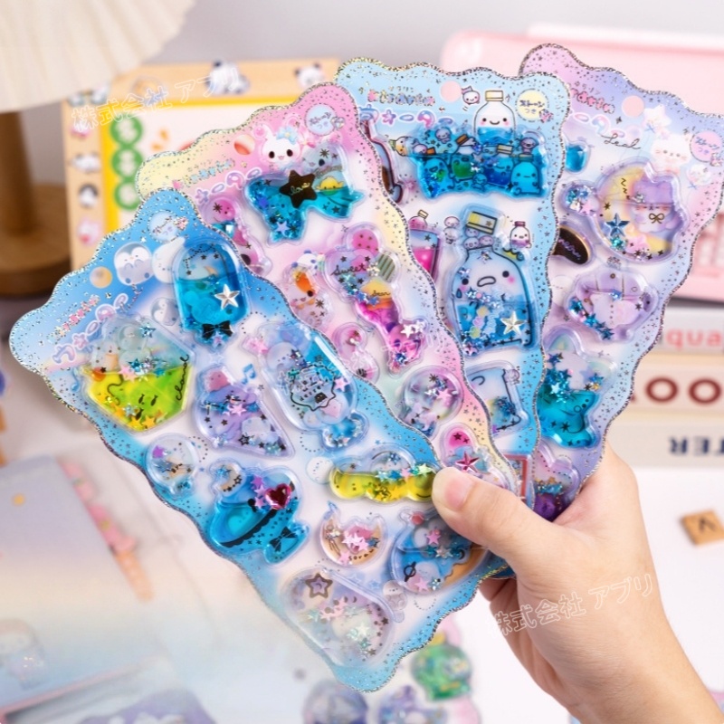 【6種類】ウォーターシール ぷくぷくシール シール デコシール 水シール ぷっくり 透明感 ツヤ