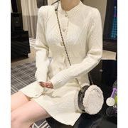 【日本倉庫即納】 ケーブル編みニットワンピースミニ丈韓国風