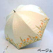 【晴雨兼用】【長傘】遮光率＆UVカット率100％！ガーデン刺繍晴雨兼用手開き長傘