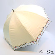 【晴雨兼用】【長傘】遮光率＆UVカット率100％！フラワーオーガンジー刺繍晴雨兼用手開き長傘