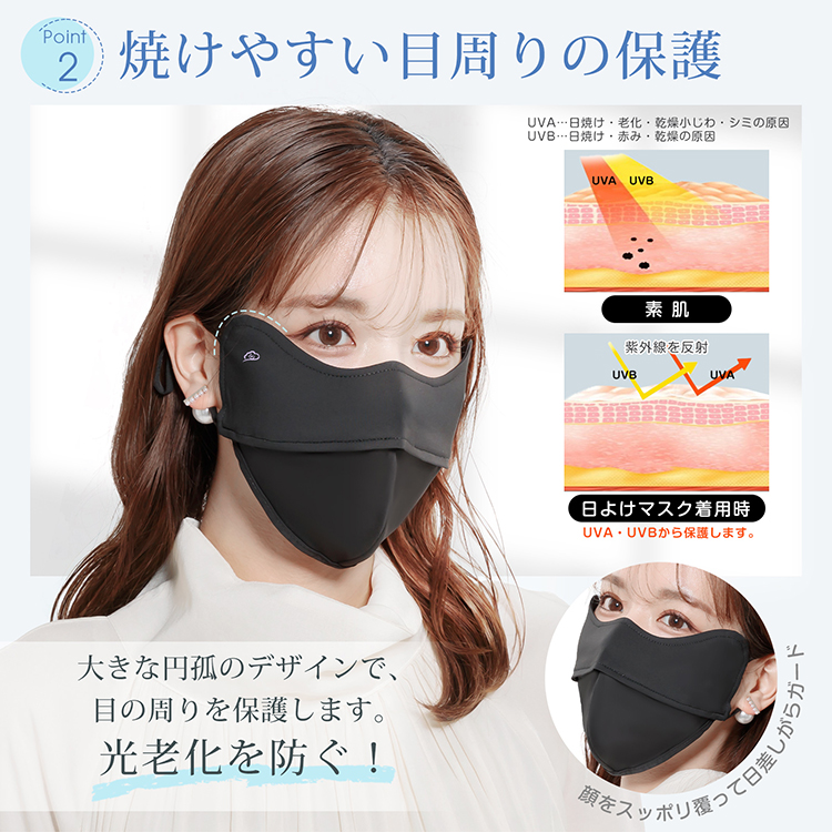 マスク 日焼け防止 完全遮光 UVカット 3D立体 MASK 洗える 目尻保護