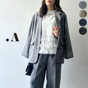 【2026新作】ミックスツイードベルト付きジャケット