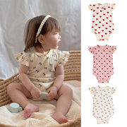 2026夏※LYU☆ロンパース 新生児服 フリル袖 ラウンドネック ロンパース 男女兼用