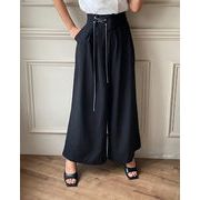 2026年INS 夏新作 デザイン おしゃれ  カジュアル  メタル  ベルト付き  ワイドパンツ  ロングパンツ