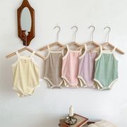 2026夏服※FLM☆キャミソール チェック柄 ロンパース 三角ロンパース タンクトップ ハイハイ服