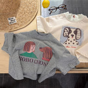 2026夏新作　子供服　男女兼用　半袖　Tシャツ　カジュアル　トップス　可愛い　プリント　おしゃれ　2色