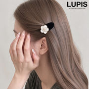 ヘアアクセサリー ヘアクリップ フラワー パール ベロア 小さめ 小ぶり 上品 エレガント 華やか 大人っぽ