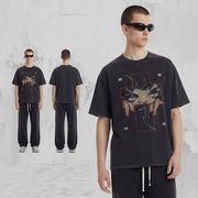 メンズ 無地/プリント ビンテージ風 半袖 Tシャツ 男女専用 ストリート系 トップス 夏 2026新作★