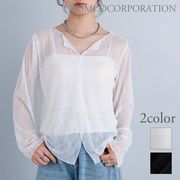 【2026新作商品♪】総柄シアーカーディガン風長袖トップス