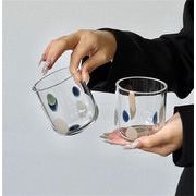 丸いカラードットが可愛いガラスコップ 350ml 日常使いにぴったり