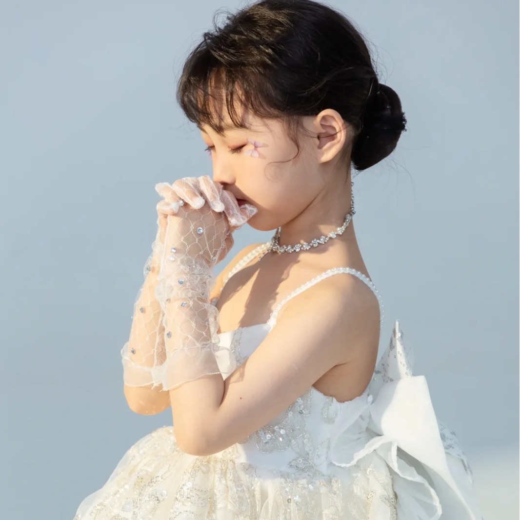 撮影用キッズレース手袋 子供用パーティードレスアクセサリー