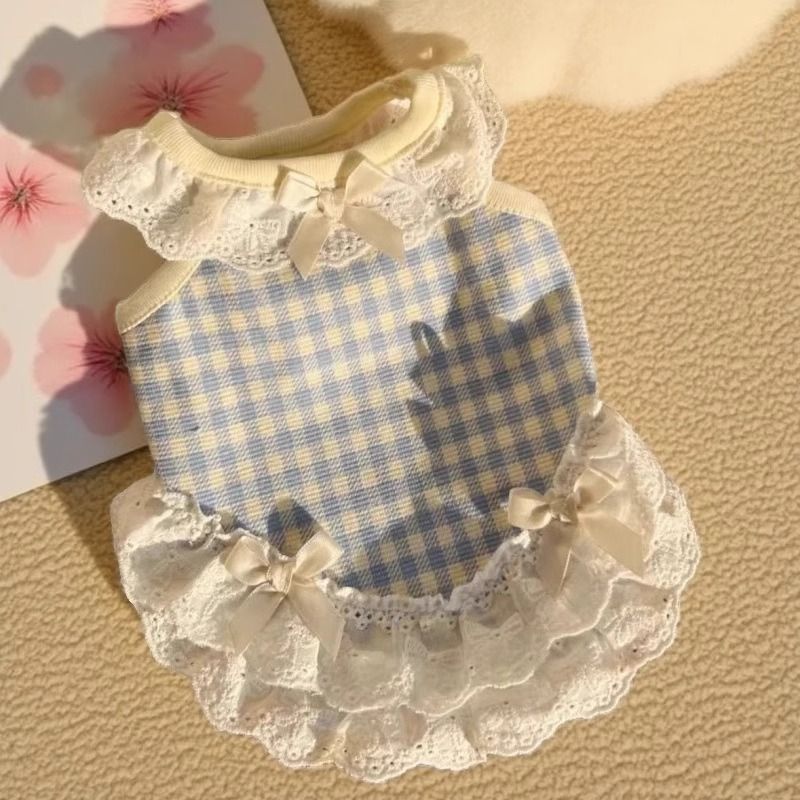 ペット服、猫用夏服、リボンレースベスト、薄いベスト、ペット用品