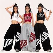 女の子 三日月 へそ出し タンクトップ キッズ 夏物 ジャズダンス スウェットパンツ セットアップ