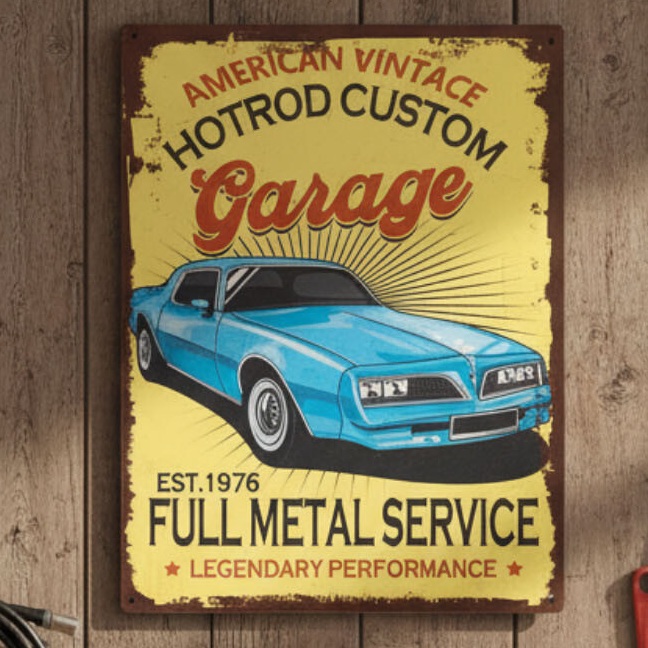 アンティークメタルプレート HOTROD CUSTOM Garage★