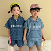 2026夏※QQMM☆デニムセットアップ 半袖トップス＋ショートパンツ