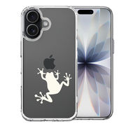 iPhone17 側面ソフト 背面ハード ハイブリッド クリア ケース カエル 蛙 ホワイト