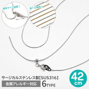 【約42cm シルバー】サージカルステンレス製 【３１６】ネックレスチェーン 着せ替え スライドボール