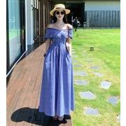 ワンピース フリル 切り替え スリム 着痩せ カジュアル