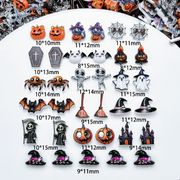 ハロウィン一式レジンネイルパーツ カボチャ / ゴースト / コウモリ / お城 / クモ / 棺桶装飾