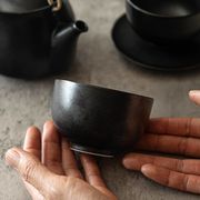 深山 鉄黒茶器 かさね 茶器 煎茶椀[美濃焼]