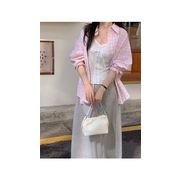 ゆったりチェック柄 薄手シャツカーディガン