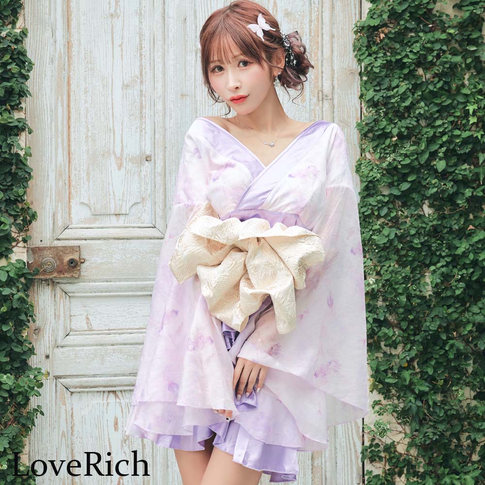 1621フラワー柄 ミニ 豪華 帯 花魁 着物 ドレス コスプレ ハロウィン