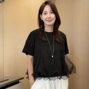チュール切替 フレア半袖Tシャツ