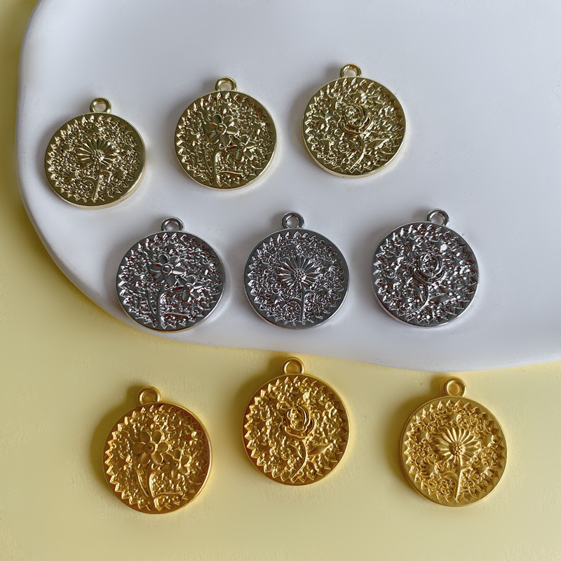 ハンドメイド プレート ひまわり アクセサリーパーツ ばらパーツ フラワーチャーム コインチャーム お花