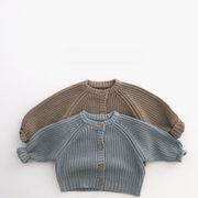 2026秋※粗番手コットンニット キッズ ニットカーディガン 男女兼用 秋冬 ベビー 子供服
