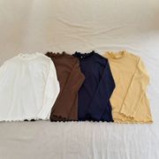 2026秋※フリルハイネック長袖インナートップス キッズ 女の子 無地