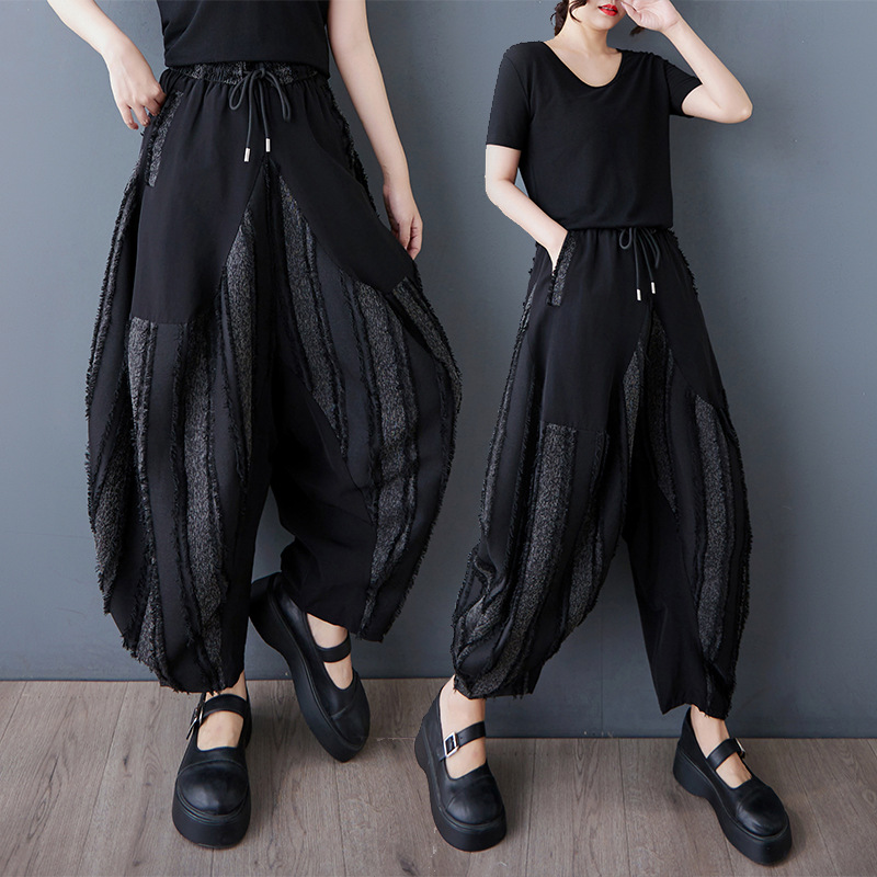 2025新作 ★男女兼用　原宿風　109系　ゆったりめ 個性主張　バイカラー切替　ハーレムパンツ