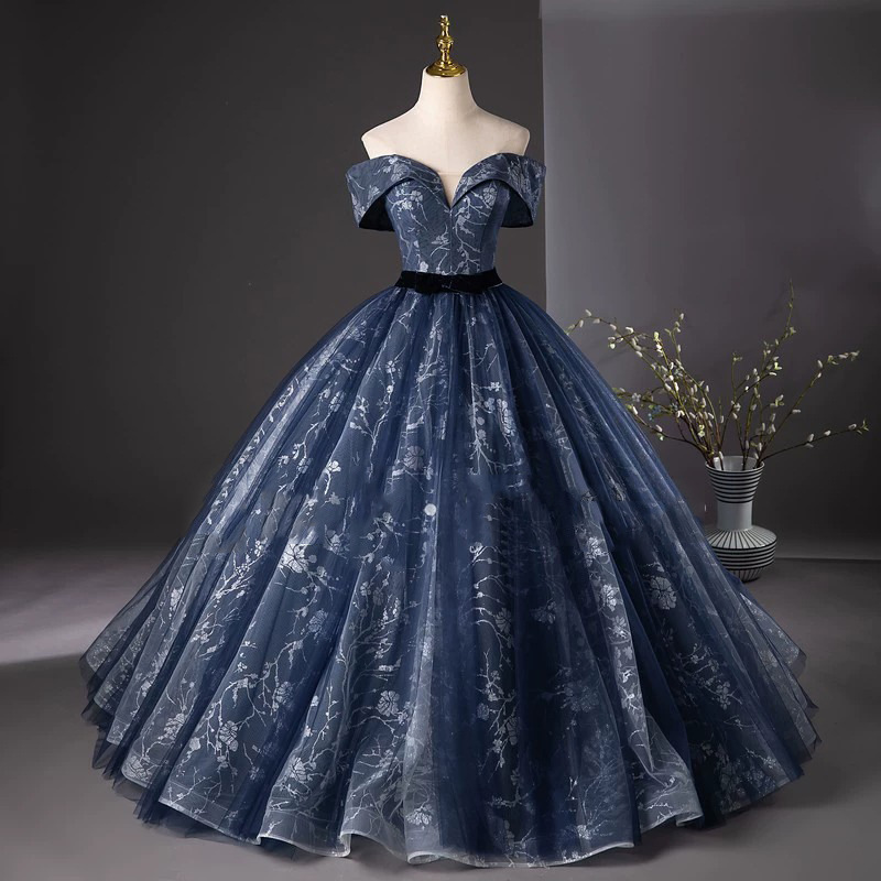 ★パーティー  結婚式 披露宴 ステージ 司会 演奏会 贅沢感　上品花柄　ロングドレス