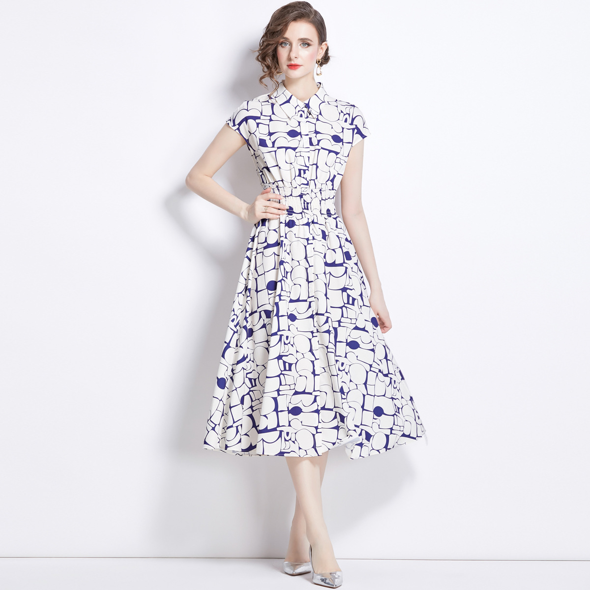 S～3L★パーティー  結婚式 お出かけ デート 夏清涼感　ウエストゴム入り　ワンピース