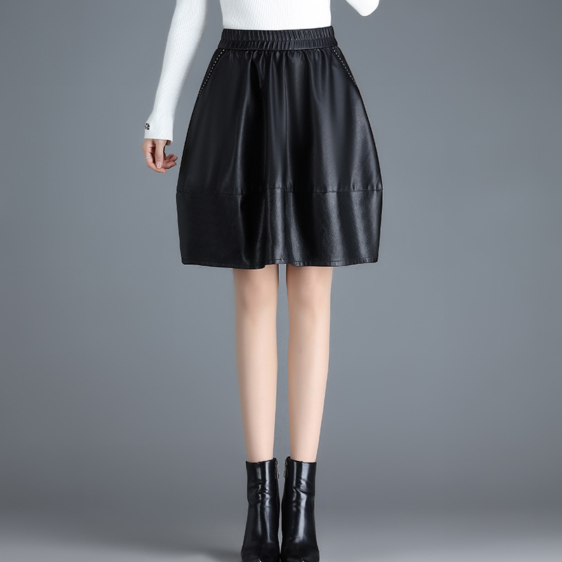 ★M~6L★大きいサイズ★ウエストゴム　可愛いバルーンデザイン PUスカート